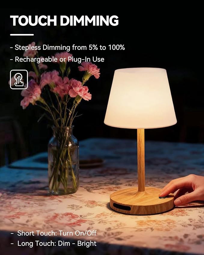 SAIWEYA Outdoor Waterproof Shower Lamp, 8000mAh Rechargeable Bathroom Lamp | IP65 Cordless Shower Light, Emergency Power Bank, Touch Dimming, Long-Lasting Battery, Versatile for Patio, Camping, Bathroom