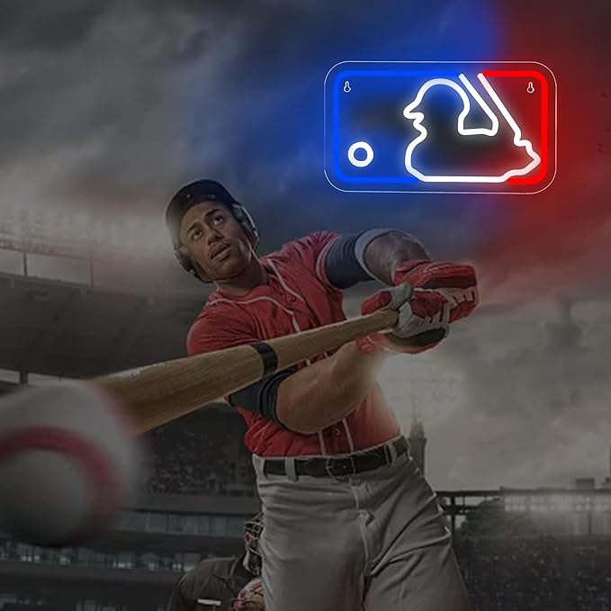 Baseball Neon Sign for Wall Decor Baseball LED Light Up Sign Baseball Wall Decor Sports Neon Lights for Club Bedroom Man Cave Bar Sports Gifts for Men Teen Boys Fans,Size 13.8 * 7.9 in(XD150)