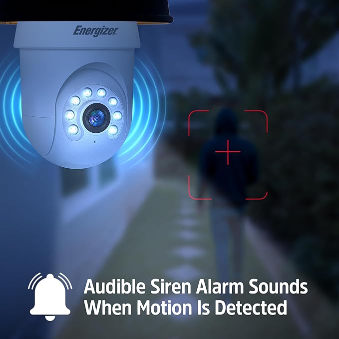 Energizer Smart Socket Camera 3-Pack, 2K QHD Outdoor Light Bulb Security Camera, 5GHz/2.4GHz, Pan & Tilt Auto Motion Tracking, 2-Way Audio, Night Vision, Recording, Voice Control with Alexa & Google