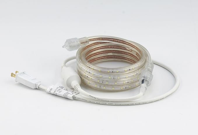 UL Listed, 13 Feet, 1400 Lumen, 4000K Soft White, Dimmable, 110-120V AC Flexible Flat LED Strip Rope Light, 240 Units 3528 SMD LEDs, Indoor Outdoor Use, Accessories Included, Ready to use