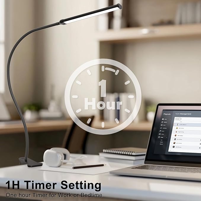 Desk Lamp with Remote, 3 Color & 5 Brightness & 77LED Dimmable Reading Lamp, 27.6'' Flexible Gooseneck Clamp Lamp, Eye-Caring Clip on Light with Adapter for Reading Study Workbench Drafting