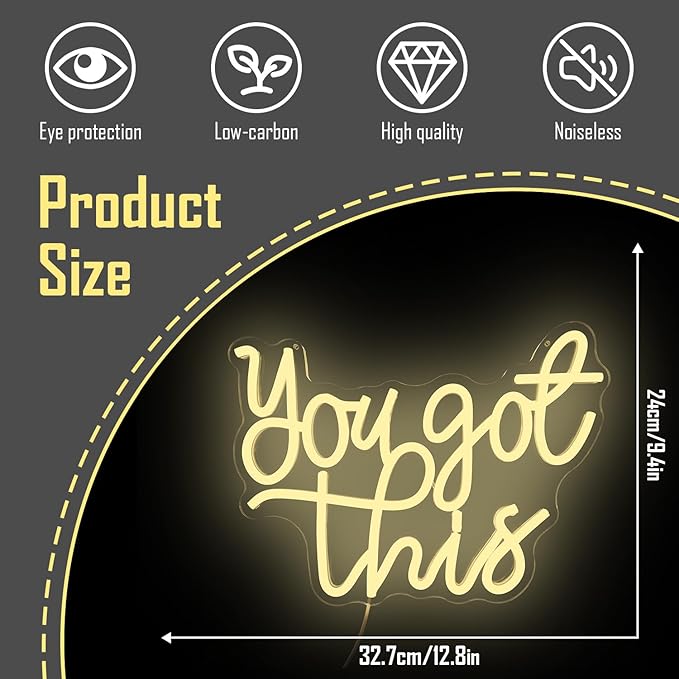 You Got This Neon Sign for Wall Decor Inspirational Neon Led Sign Dimmable You Got This Sign for Home Office Decor Neon Light up Sign Neon Wall Sign for Bedroom Living Room Party Gift
