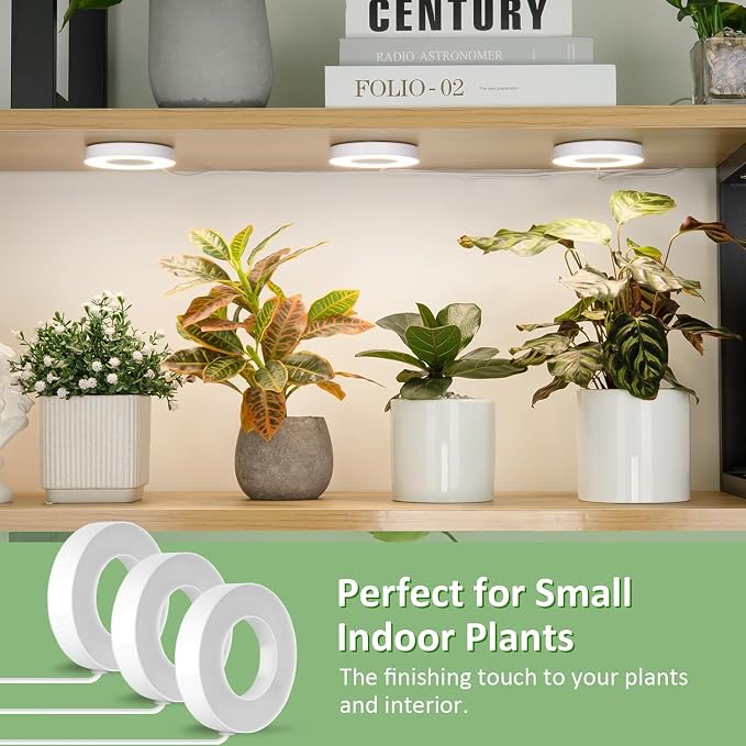 LORDEM Ceiling Grow Light 144 LEDs Full Spectrum for Indoor Plants, Tri-Head Design with Auto Timer (4/8/12H) & 4 Dimmable Levels, Corded Hanging Lamp for Small Plants