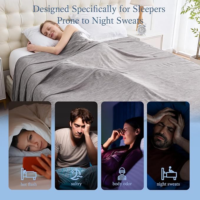 Cooling Blanket Throw Size, 50"x70" Cooling Blankets for Hot Sleepers, Cold Blanket Thin Lightweight Breathable Soft for Couch Bed, Lightweight Blanket Keep Cool for Night Sweats