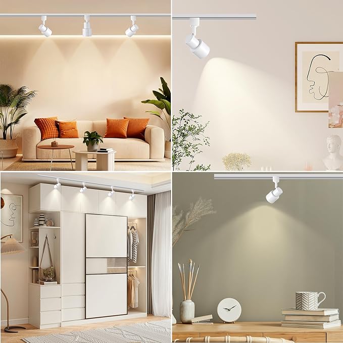 10W H Track Lighting Heads, Dimmable LED Track Lighting Heads Fixtures Bright 3000K Warm White Track Light Head for Accent Task Art, Flicker Free CRI90+ 24° 900lm (White, 10W - 8 Pack)