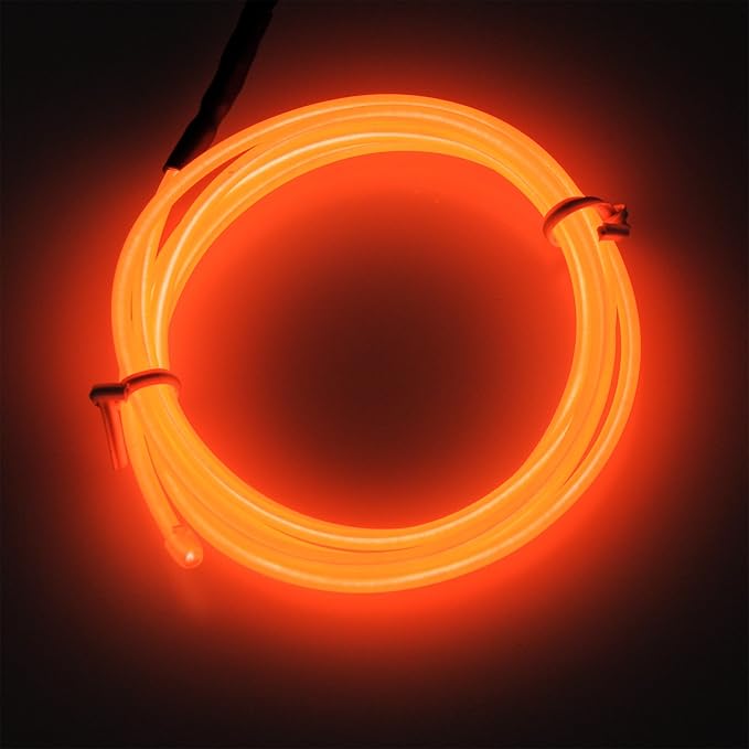 lychee 9ft EL Wire Neon Glowing Strobing Electroluminescent Light El Wire w/Battery Pack for Parties, Halloween Decoration (Orange)