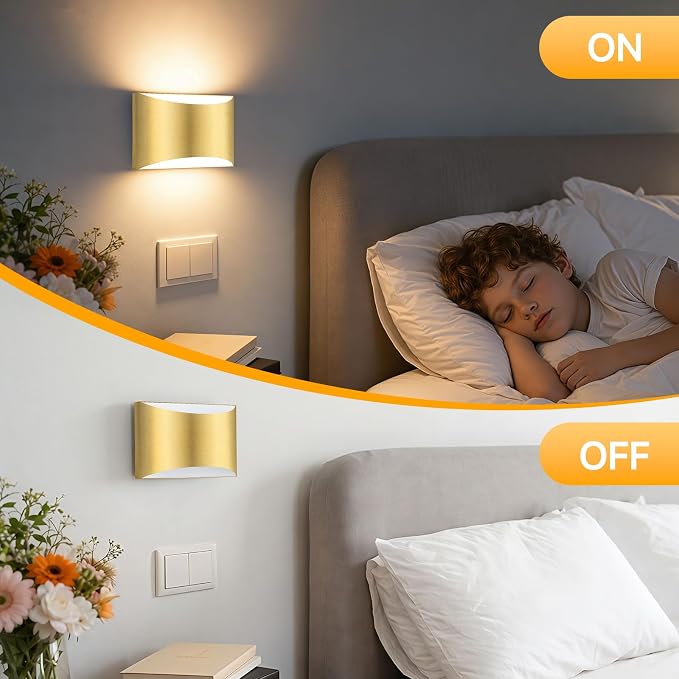 Battery Operated Wall Sconce Set of 2, Rechargeable Wall Lights | Gold Wireless Wall Mount Lights 3000K Bulbs, Touch & Remote Control, Clear Glass, Cordless Dimmable Indoor Lamp for Bedroom