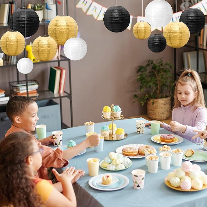 21 Pcs Paper Lanterns Party Decorations, 4/6/8/10 Inch Round Chinese Hanging Paper Lanterns for Wedding, Birthday, Baby Shower, Graduation, Classroom Ceiling Decorations Indoor Outdoor