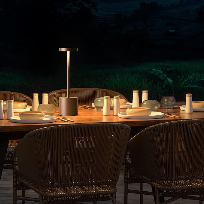Cordless Table Lamp Rechargeable,Battery Powered LED Outdoor Table Light | SAKRINGT 3 Color Stepless Dimming,72Hrs Long Lasting Battery Operated,Portable Waterproof Touch for Patio Restaurant Dining