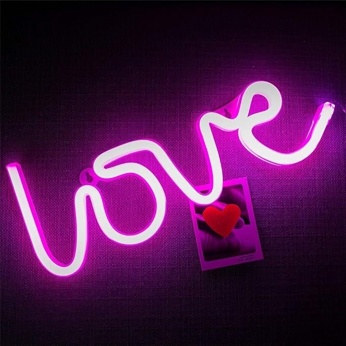 Neon Love Signs Light LED Love Art Dorm Decor Sign-Wall Decor-Table Decor for Valentine's Gift Girls Room Kids Room Living Room House Bar Pub Hotel Beach Recreational Battery or USB Powered Light