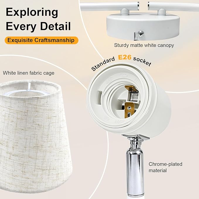 LTBLIGHT 4-Light Track Lighting Kit, Modern White Linen Ceiling Spotlights Fixture, Flexibly Rotatable Track Lighting for Kitchen Living Room Bedroom, E26 Base(Bulb Not Included)