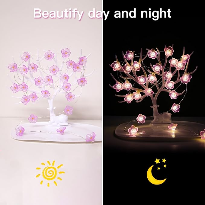 suddus Cherry Blossom Lights, 12.8 ft 40 LED Flower String Lights Battery Operated with Remote, Pink Fairy Light for Bedroom, Holiday, Party, Indoor,Christmas