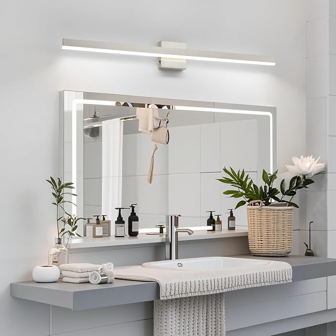 Nickel Bathroom Vanity Light Fixture 39.4'' 20W Dimmable 5CCT LED Hardwired | Bathroom Light Fixture Over Mirror, Bathroom Wall Sconce, Rust-resistant, ETL Certificated, 2700K/3000K/3500K/4000K/5000K