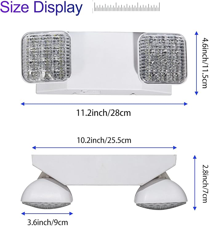 TANLUX LED Emergency Lights with Battery Backup, Commercial Emergency Light Fixtures for Business Home Power Failure Emergency Exit Sign Lighting with 1.0 Meter Plug in Cord AC120V(White, 4 Pack)