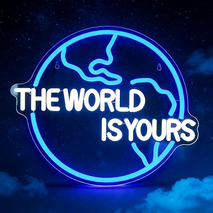 The World Is Yours Neon Sign Bedroom Led Wall Decor Kids Game Club for Man Cave Hanging Neon Lights for Office Graduation Party Birthday Gifts