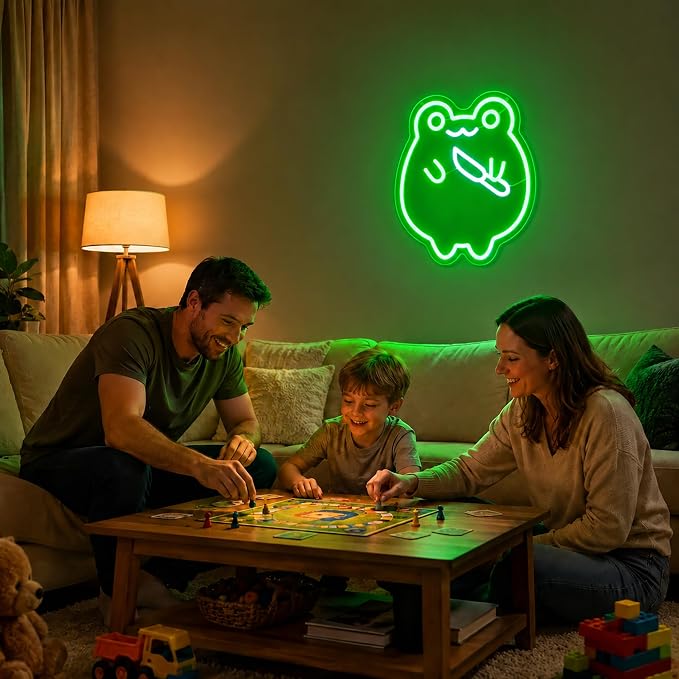 Frog Neon Sign Led Sign Neon Signs for Wall Decor Neon Lights | Frog Led Light Up Sign, Green Game Room Decor, Boys Gift, Party, Wall Decor, 5V USB Powered