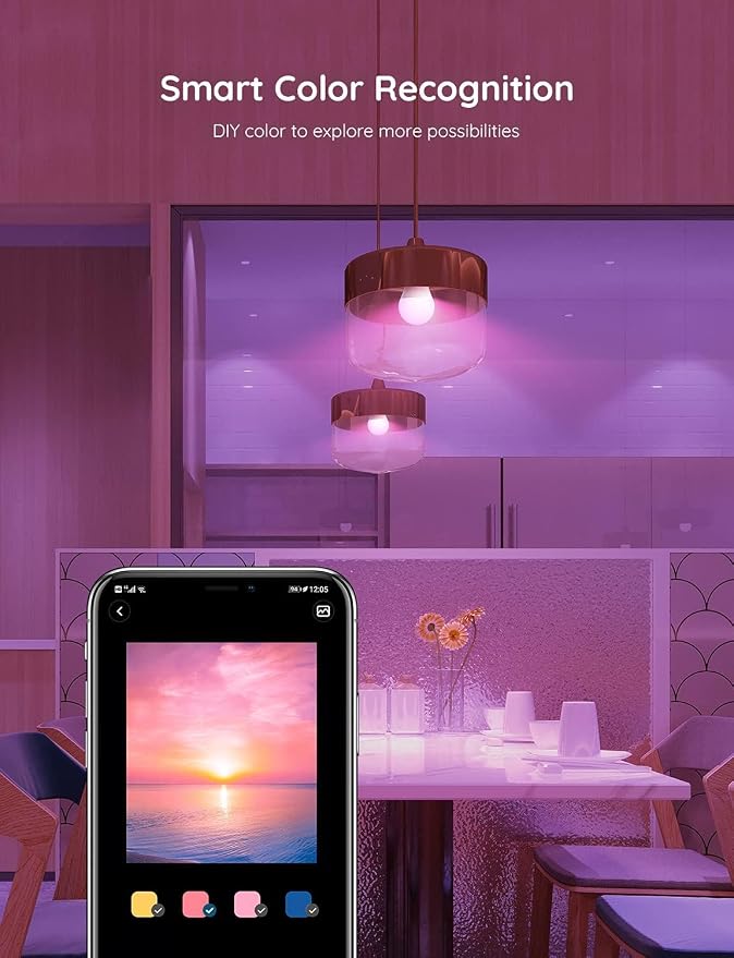 Govee A19 LED Light Bulb, WiFi Bluetooth Smart Light Bulbs, Multi-Color & Warm to Cool White Lighting, 800LM, 2700K-6500K, E26 Base for Bedroom Living Room