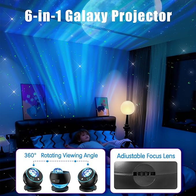 Galaxy Projector,Northern Lights Projector,3 HD Projection Lenses,Galaxy Projector for Bedroom,16-Color Moon Projector,Bluetooth Speaker Projector Light,Star Projector,Kids Bedroom Decor,Teen Gifts