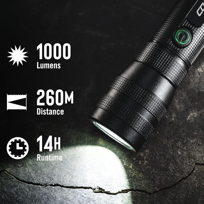 Coast G60R 1000 Lumen Waterproof Rechargeable LED Flashlight, 2-Pack