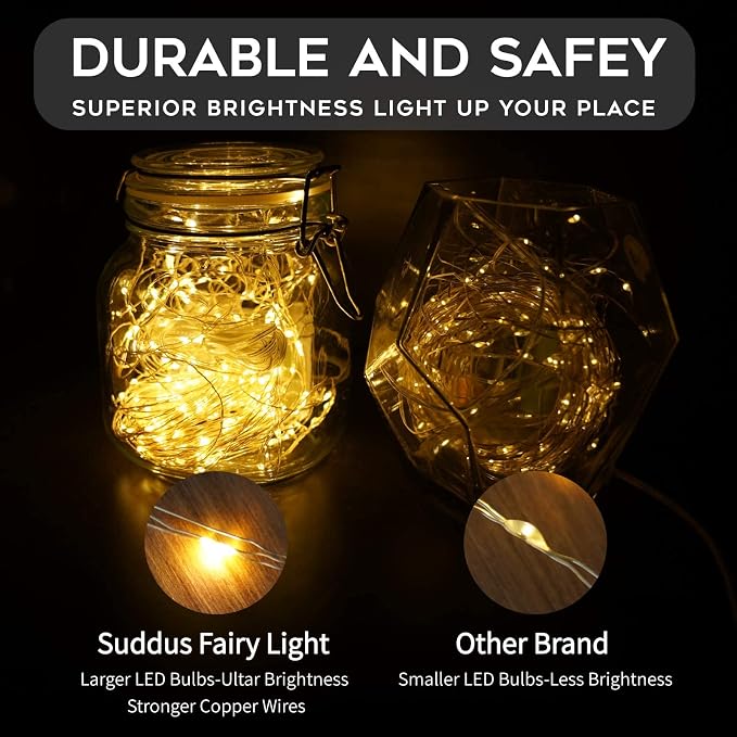 Fairy Lights Battery Operated 66ft 200 LED String Lights Remote | Fairy Twinkle Lights, For Bedroom Patio Garden Party Wedding, Indoor/Outdoor Use