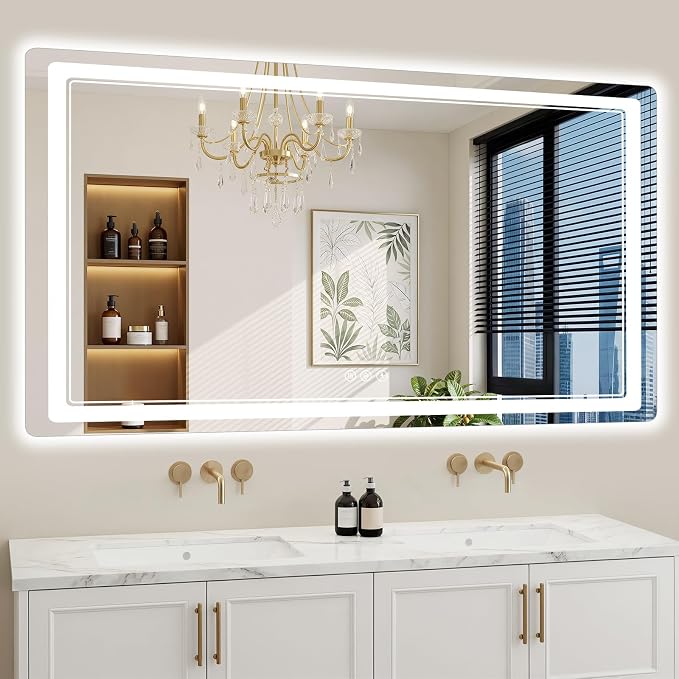 30"x60" LED Bathroom Mirror with Lights, Backlit + Front Lit, Anti-Fog, Lighted Bathroom Mirror for Wall, HD Shatterproof Tempered Glass, Dimmable, Memory Function (Horizontal/Vertical)