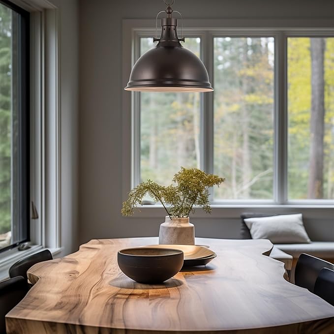 Kira Home Belle 14" Modern Industrial Pendant Light for Kitchen Island | Classic Dome Metal Shade, Retro Mid-century Profile Design, Classic Oil Rubbed Bronze Finish Ceiling Hanging Fixture