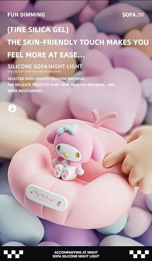 Cute Melody Night Light, Cartoon dimmable sili Cone Children's Night Light, Long Battery Life, Rechargeable Melody Light, Toddler Night Light, Gift for Boys and Girls (Pink Melted)