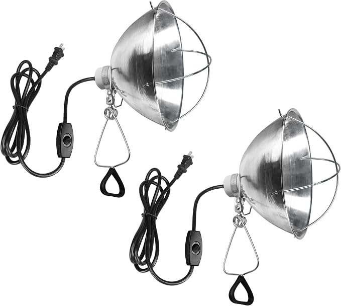 Simple Deluxe Clamp Lamp Light 10.5 Inch Adjustable Aluminum Reflector, Suit for E26 Socket Max 250 Watt Lamp (No Bulb Included), 6 Feet 18/2 SPT-2 Cord, with Bulb Guard, 2 Pack