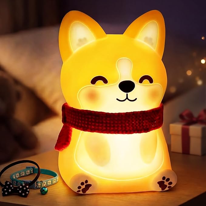 Mewaii Huggwaii Corgi Dog Night Light for Kids, 3 Brightness Levels Silicone Nursery Dog Lamp, 30 Min Timer&Rechargeable Cute Puppy Kids Night Light for Bedroom,Corgi Gifts for Boys,Baby Room Decor