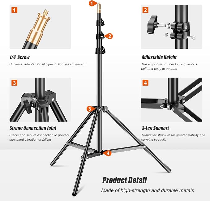 Godox Light Stand 240CM/94 in Photography Light Stand Heavy Duty with 1/4” Universal Screw Carry Bag Portable for Photography Studio Portrait Shooting