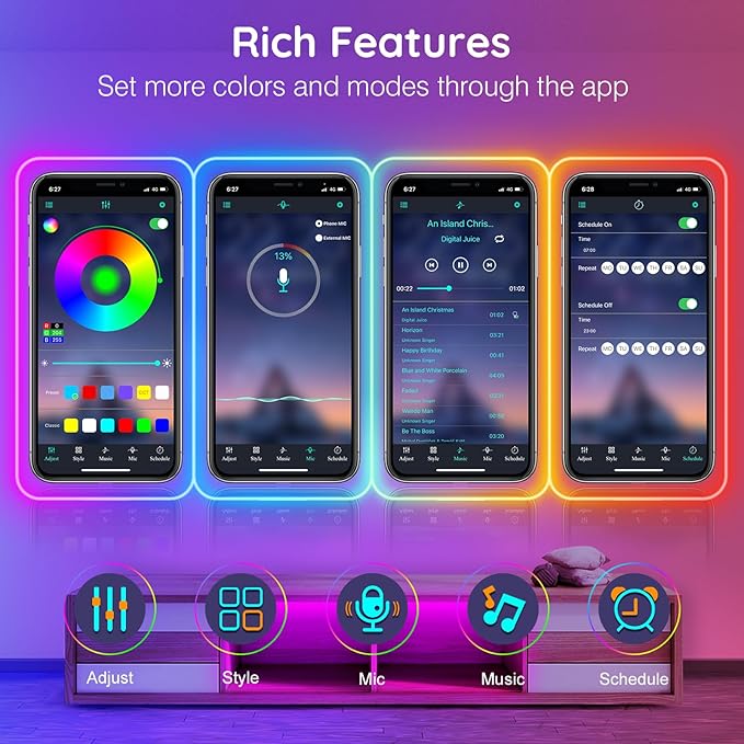 AILBTON 50Ft Neon Rope Lights,Flexible Led Rope Lights Control with App/Remote,Multiple Modes RopeLights,IP65 Outdoor RGB Led Neon Lights NonWater Resistant,Music Sync Gaming Led NeonLight Strip