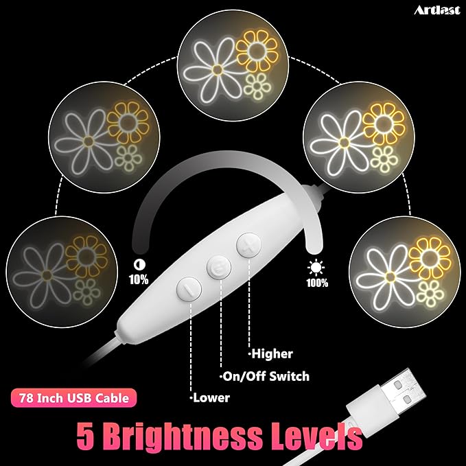 Daisy Flower Neon Sign, 13.39x13.23 inches, Cool White+Warm White+Yellow, Acrylic, Wall Mount, LED, Boho Flower, Decorative Signage for Home Decor, Gifting, Boho Vintage Decor