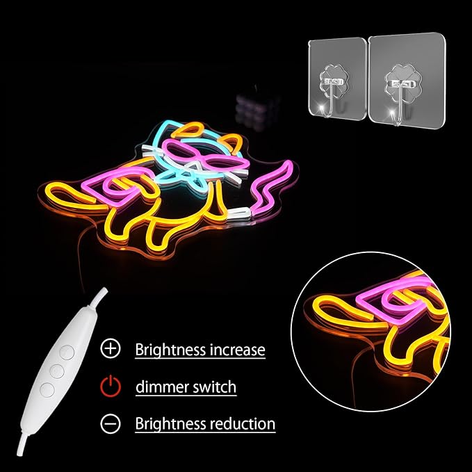 Cat Neon Sign for Wall Decor, Cool Cat Neon Light Wall Art with Dimmable Switch,USB Powered Cool Lady LED Light Up Sign Neon for bedroom,Bar, Living Room,Pet Shop Decor