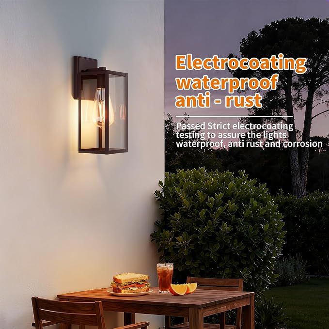 2 Pack 15'' Oil Rubbed Bronze Outdoor Front Porch Lights for Outside, Large Exterior Lighting Fixtures Wall Mount for House, Wall Sconce Lamp, Waterproof Lantern Coach Lights for Garage