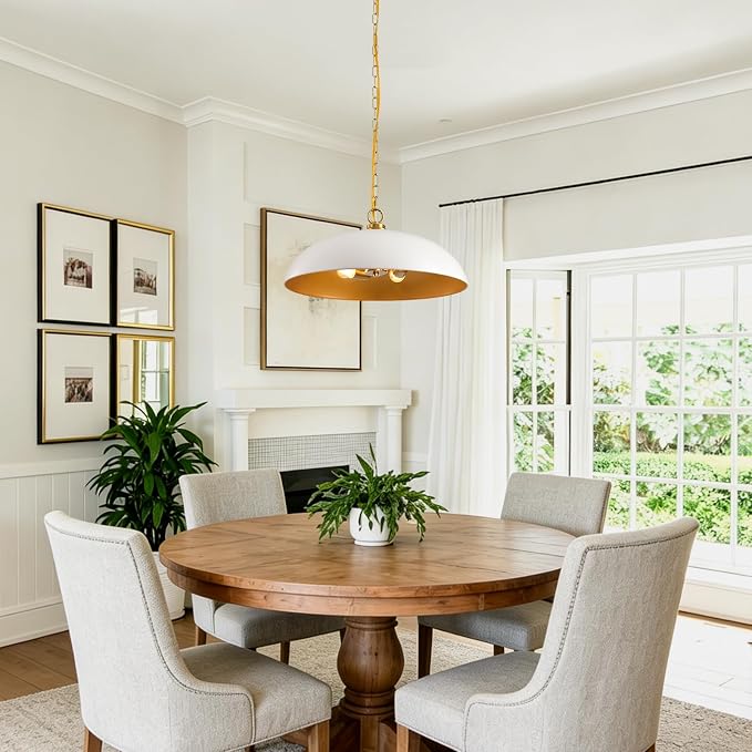 20in Dome Pendant Light 3-Light for Kitchen Island Over Table | Industrial Large Oversized Pendant Lighting Fixture Chandelier Ceiling Hanging Lamp for Kitchen Island Dining Room Over Table