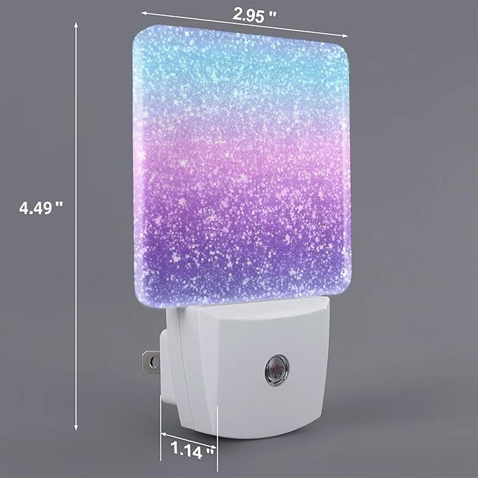 Colorful Rainbow Lightpurple and Pink and Blue LED Plug-in Night Lamp 2 Piece Set, Auto Sensor Emergency Nightlights Set of 2 for Dawn/Dusk Bedroom Kitchen Bathroom Stairs Hallway Toilet