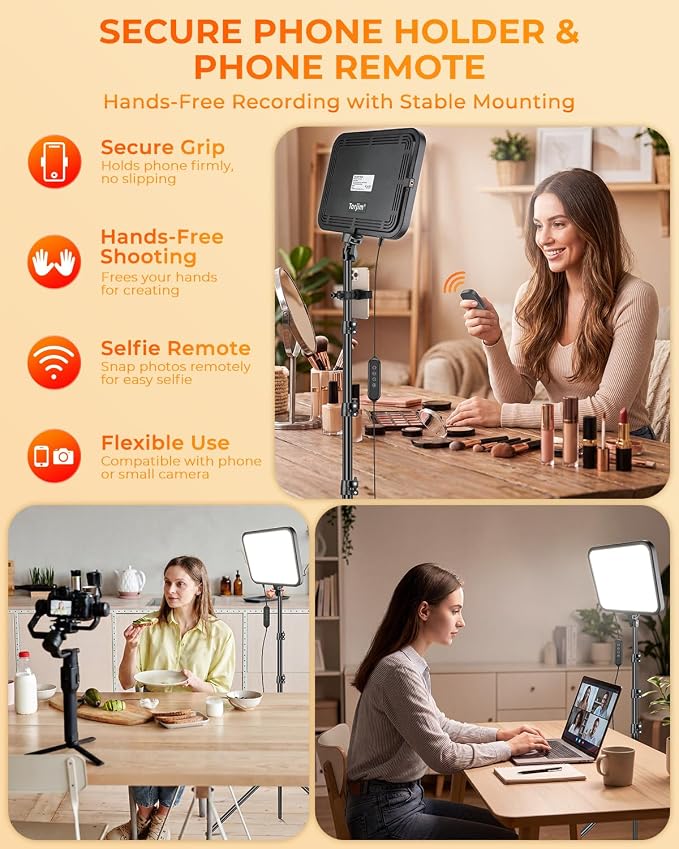 Torjim 12 Inch Video Light Kit for Creators | 30W High Brightness | Studio Lights with Tripod Stand & Phone Holder | 3000-6500K Adjustable Photography Lighting for YouTube Streaming Home Studio
