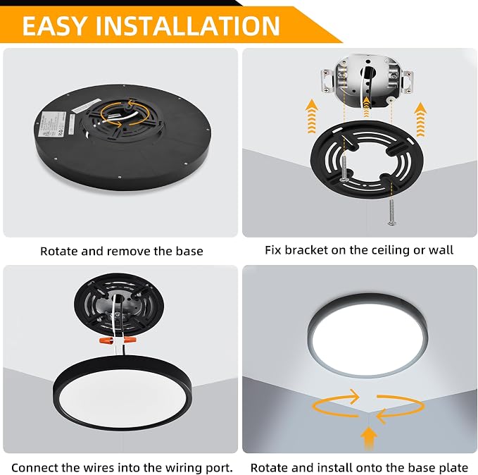 Hlite 9 Inch LED Flush Mount Ceiling Light,1800LM,4PacK,3CCT | 18W 3000K/4000K/5000K Selectable,Super Slim,Low Profile Round Ceiling Light Fixtures for Kitchen Bedroom Hallway,Black