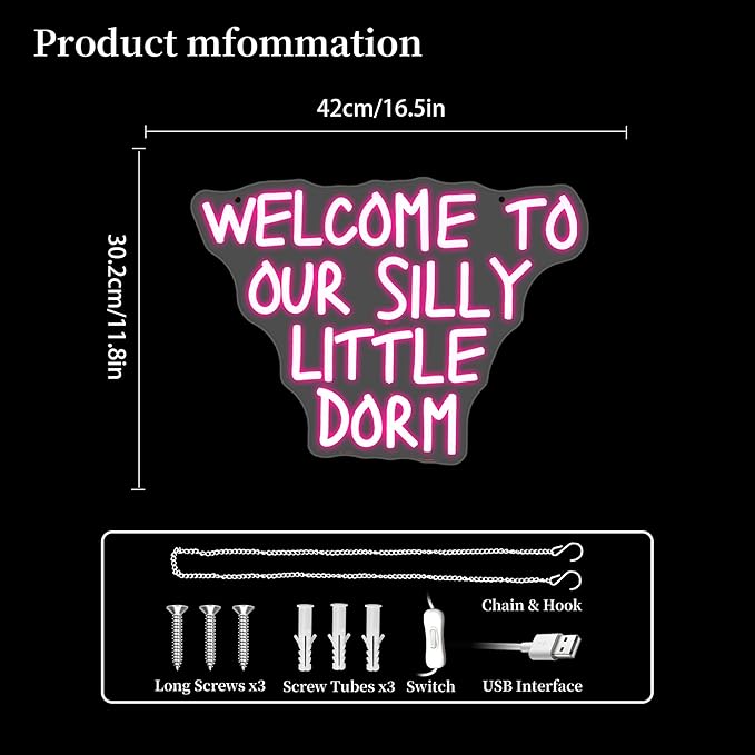 Welcome To Our Dorm Neon Sign Led Neon Lights Neon Signs for Wall Decor Light Up Sign for Birthday Party Club Gift
