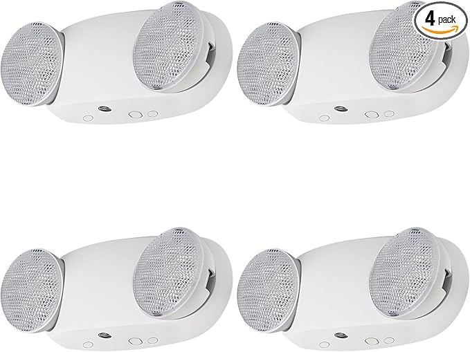 Emergency Light, Emergency Lighting with Battery Backup，Commercial Emergency Lights Combo for Business, Two Adjustable Heads,UL Listed,120V/277V AC, 4 Pack