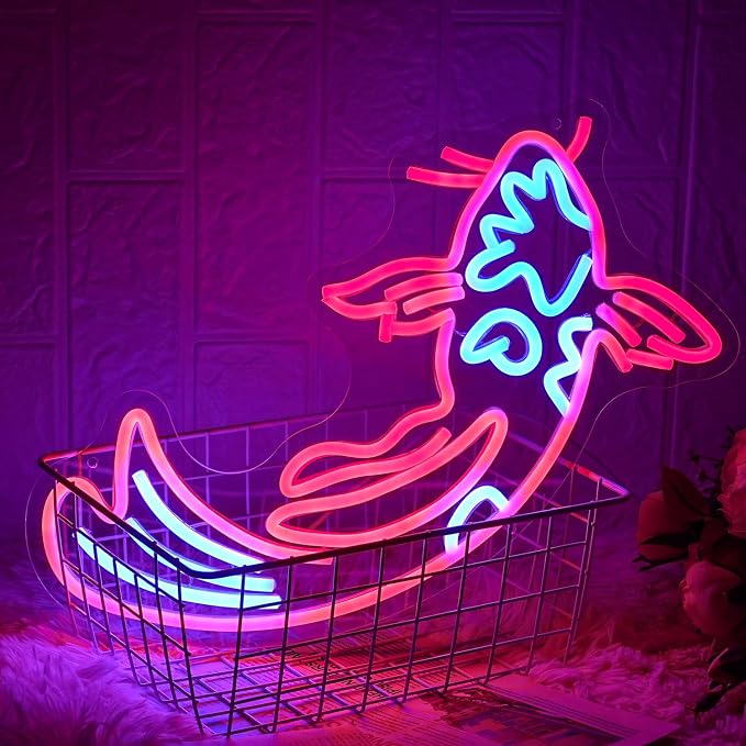 Koi Neon Sign - Japanese Fish Led Neon Lights - Red & Blue - Lucky Fish Signs for Wall Decor - 17'x9.5' with USB/Switch for Bar, Restaurant, Office, Living Room