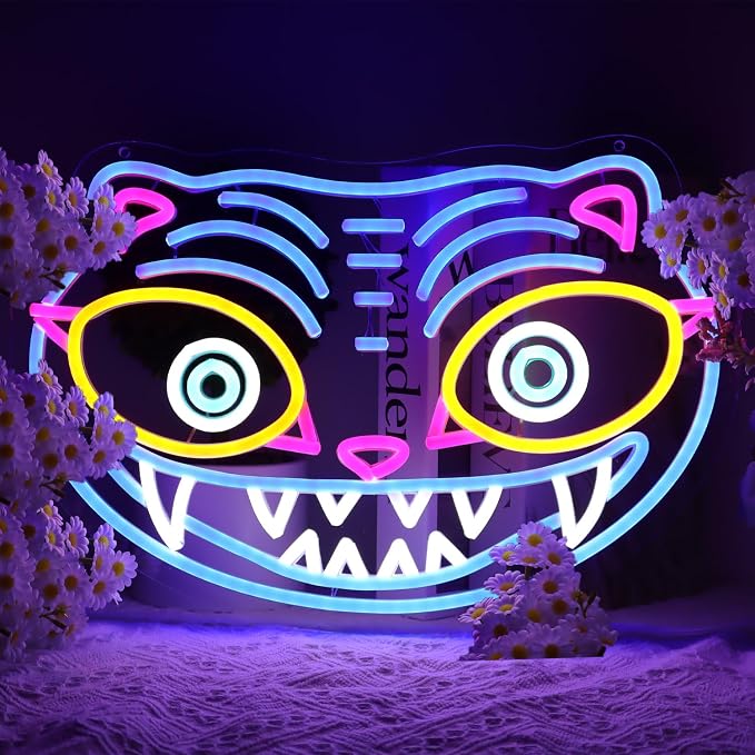 Tiger Neon Sign, | Fierce Animal Wall Light, Fantasy Game Room Light, 7.9"x15.7"IN