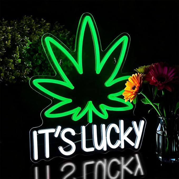 Leaf Weed Neon Sign Dimmable LED Green Neon Light for Wall Decor | USB Powered Green Leaf Neon Light for Man Cave Bedroom Game Room Bar Club Party Hotel Restaurant Christmas Gift Decor
