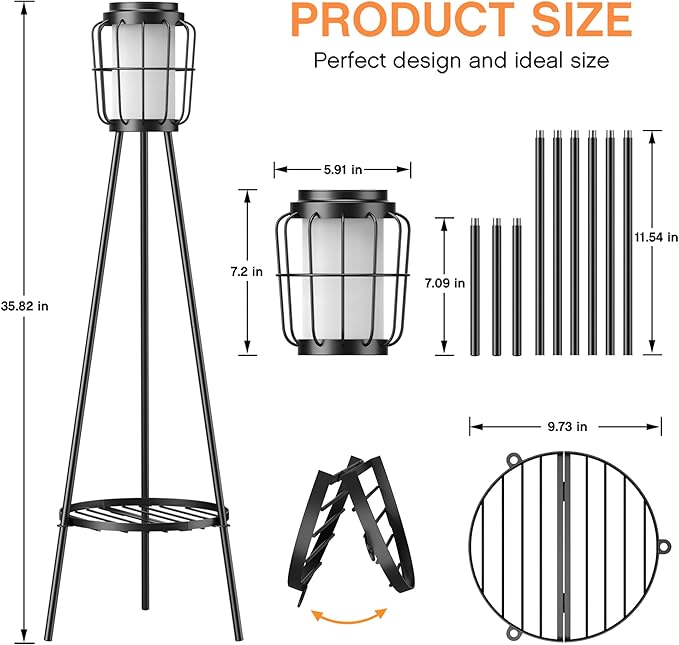 MXwcy 2 Pack Solar Lights Outdoor with Plant Stands - Solar Floor Lamp & Street Lights with Metal Tripod - Patio Decor for Garden, Yard, Pathway, Driveway, Porch