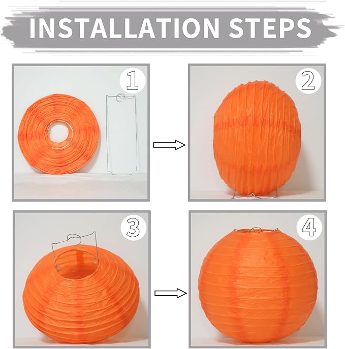 Fall Paper Lanterns, Orange Peach Cream Thanksgiving Party Hanging Paper Lanterns for Fall Festival Wedding Baby Shower Birthday Party Supplies (12 PCS)