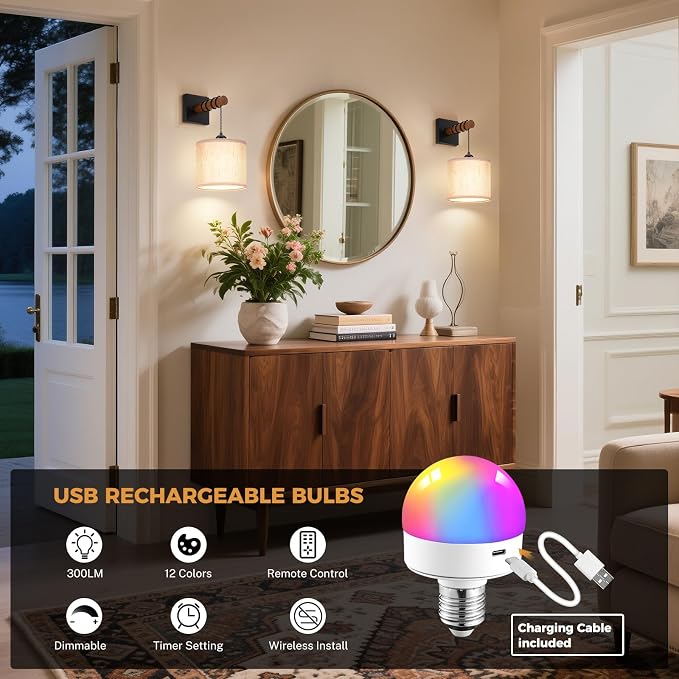 Battery Operated Wall Sconces Set of 2, 8000mAh Rechargeable Sconce RGB 15 Colors Dimmable Wall Sconce Wireless Battery Powered Sconces Decor Wall Lights for Living Room Bedroom Black