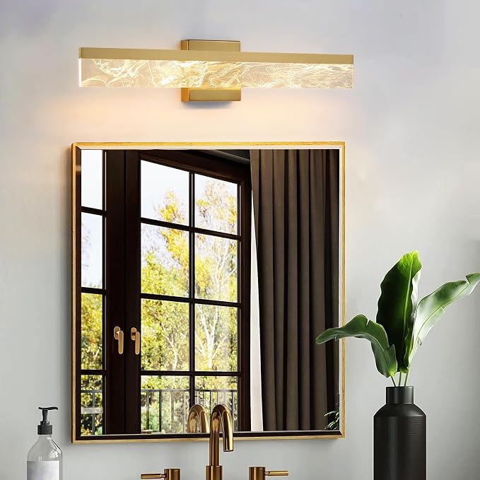 AIJIASI Gold Vanity Light - 24 Inch Modern Bathroom Light Fixture Over Mirror 18W 3000K Warm Lighting Dimmable LED Vanity Lights for Bathroom Restroom Mirror