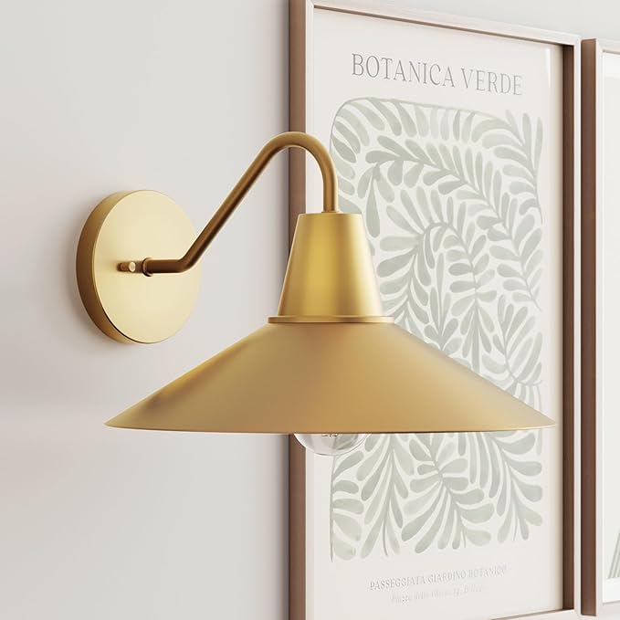 Nathan James Zemi Mid-Century Modern Indoor Vintage Wall Sconce, Living Room Wall Sconce or Bedside Wall Lamp, Vintaged Brass Wall Light