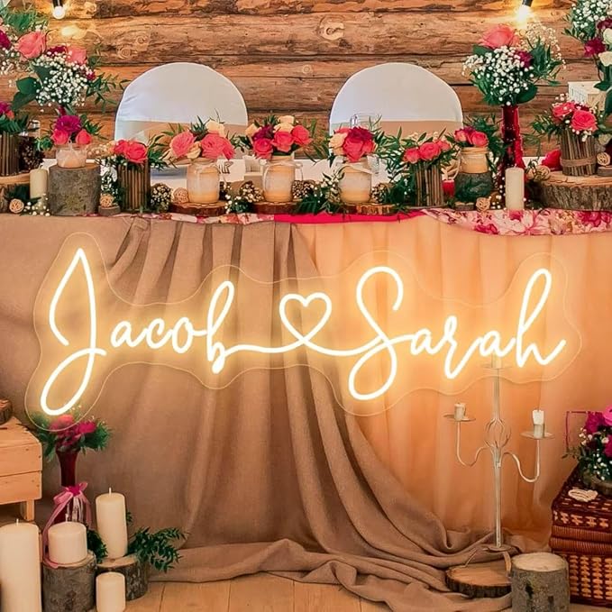 Custom Neon Sign, Neon Sign Customizable Large LED Wedding Neon Name, Custom Light Signage Personalized for Wedding Anniversary, Light Up Sign for Christmas Party Gift