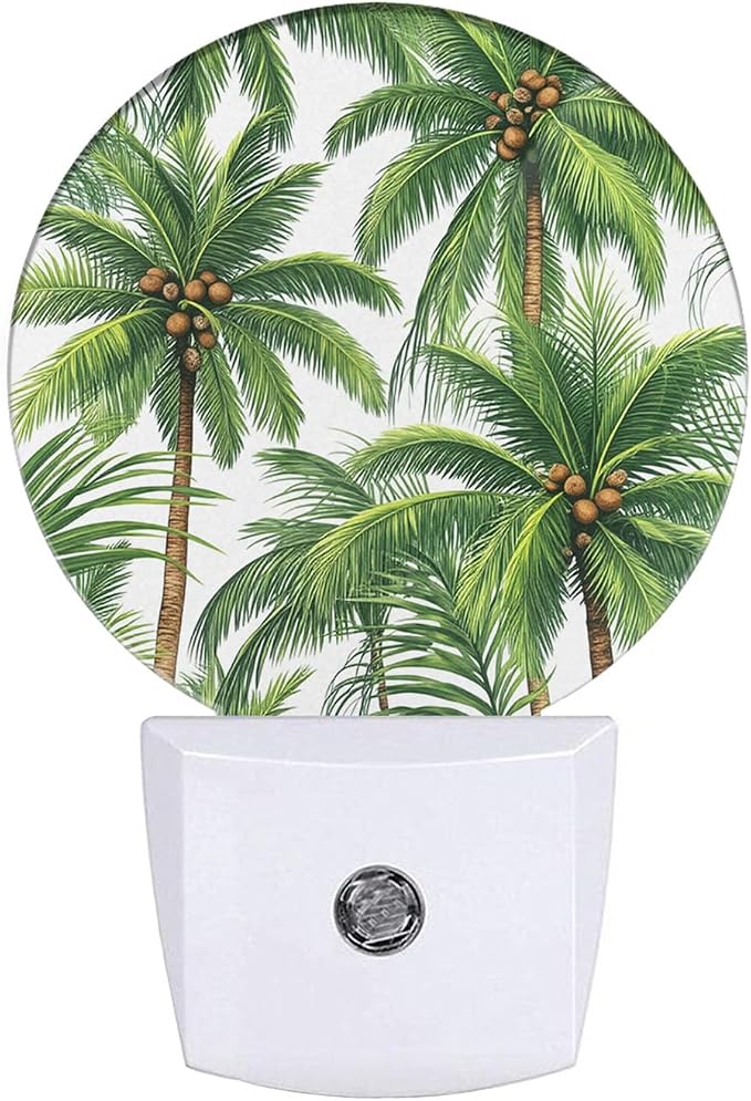 EKOBLA Palm Tree Night Light, Tropical Green Plant Night Lights Plug Into Wall with Dusk to Dawn Sensor for Bedroom and Living Room